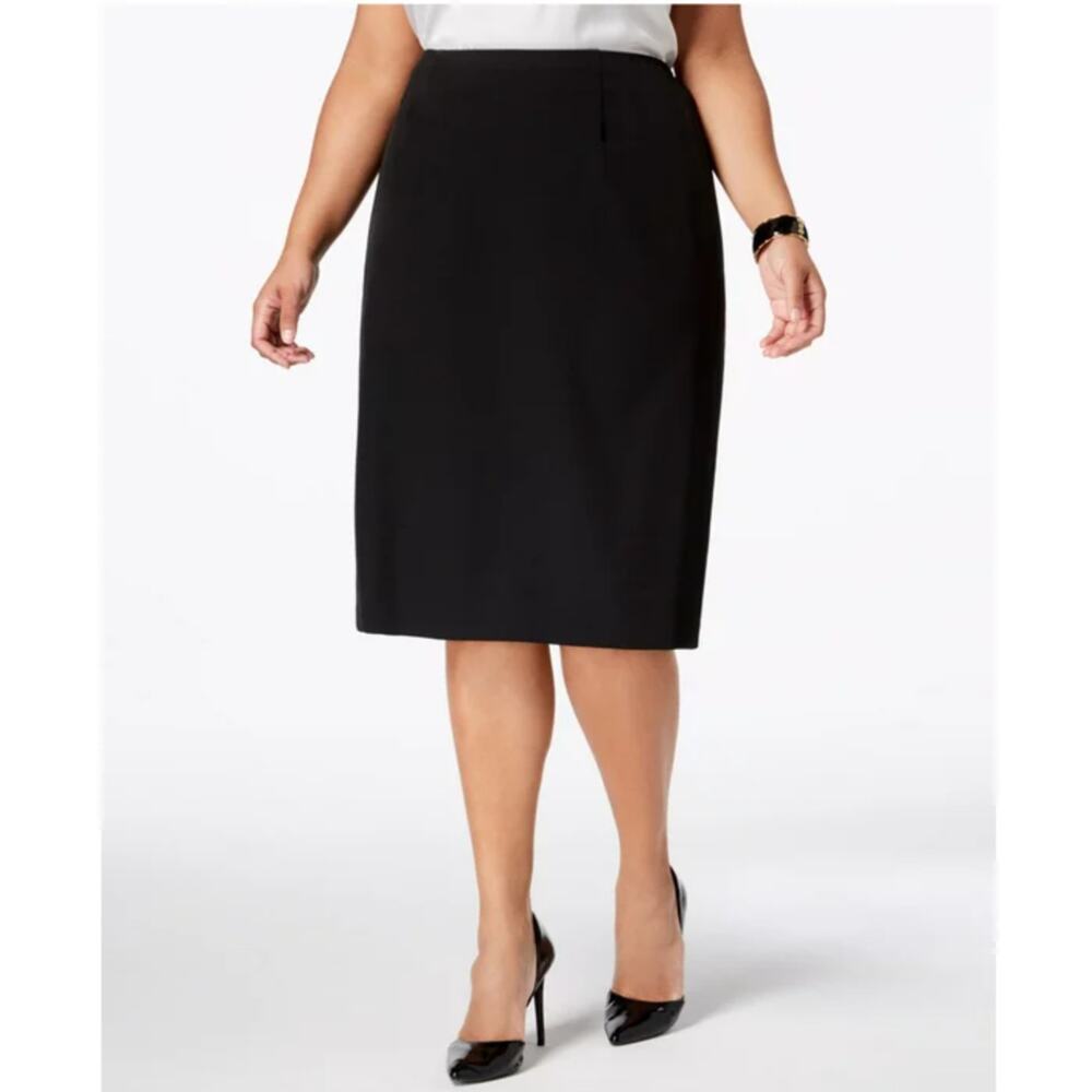 Kasper Women's Straight Midi Pencil Skirt with Elastic Sides in Black